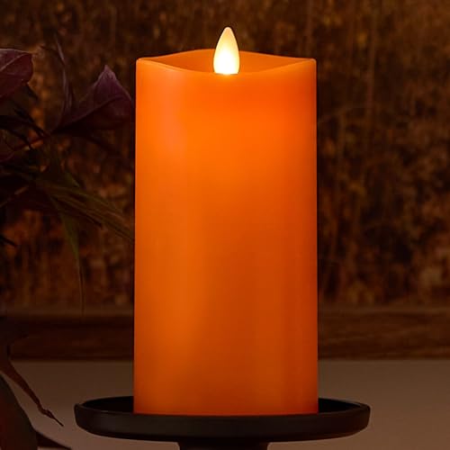 Luminara 3 x 6.5 Inch Russet Orange Flickering Flameless LED Candle with Timer