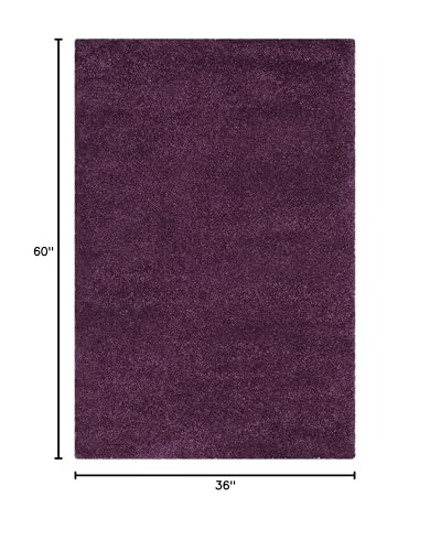 SAFAVIEH Santa Monica Shag Collection 3' x 5' Purple SGN725 Solid Non-Shedding Living Room Bedroom Dining Room Entryway Plush 2-inch Thick Area Rug