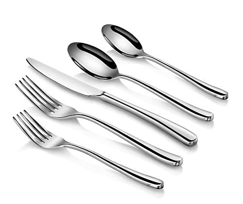 Cangshan Rain II 20-Piece Stainless Steel Flatware Set - Mirror Finish, Ergonomic Handles