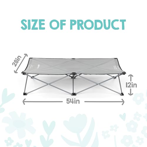 Regalo Grey Extra Long Portable Toddler Bed for Travel & Camping