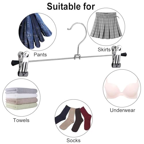 50 Pack Heavy Duty Metal Pants & Skirt Hangers with Clips for Closet Organization