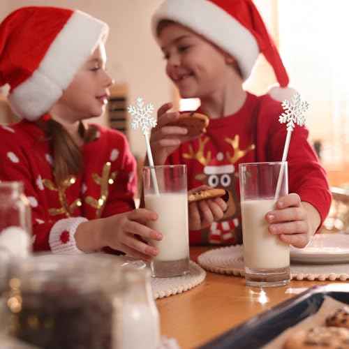 30 Pcs Christmas Drink Stirrers Xmas Stir Stick Holiday Coffee Swizzle Stick Reusable Plastic Hot Cocoa Bar Chocolate Decoration Cocktail Mixer(Snowflake,White)