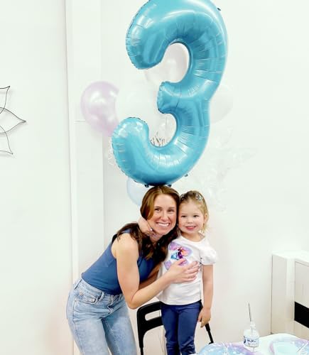 Pearlescent Blue Number 24 Balloon 40 inch, 24 Number Balloons, 24th Birthday Decorations, 24 Year Old Women Men Pearlescent Blue Party Supplies