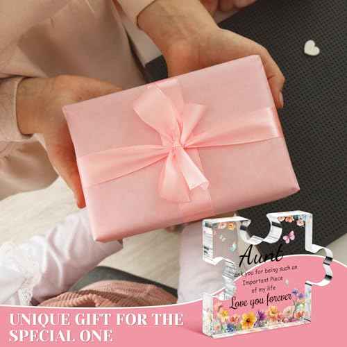 Funnli Aunt Gifts Acrylic Plaque, Mothers Day Birthday Christmas Gifts for Aunt Auntie, Aunt Birthday Gifts from Niece Nephew, Best Aunt Ever Gifts 3.35 x 2.76 Inch Desk Decorations