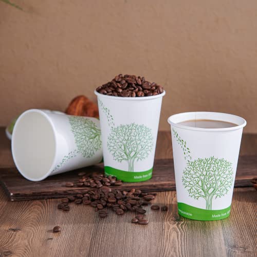 ECOLipak 240 Pack 12oz Compostable Paper Coffee Cups - Biodegradable PLA-lined Disposable Cups