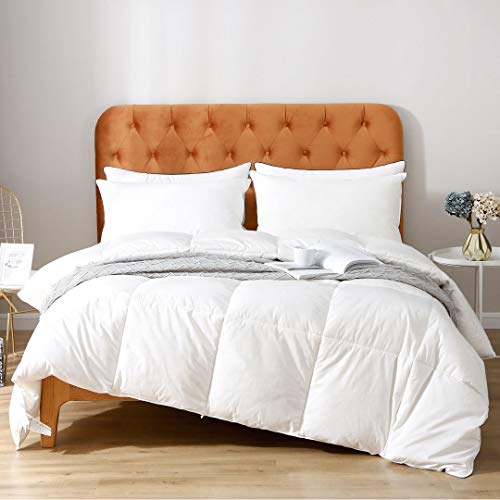 White Twin Medium-Weight Down Comforter - All-Season Organic Duvet Insert