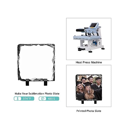 PYD Life 12 Pack Sublimation Blanks Photo Slates Frame Rock 5.5" x