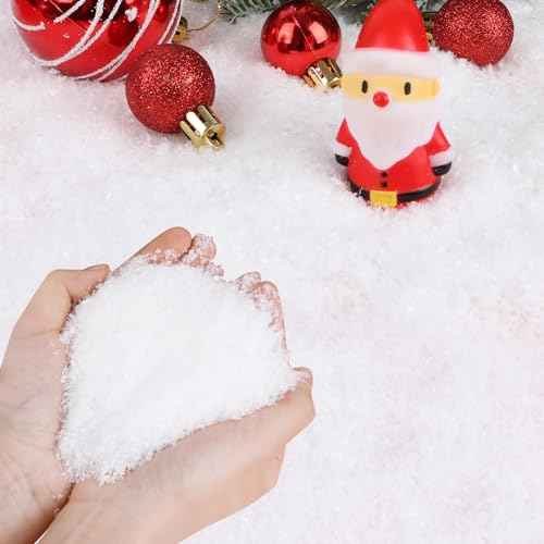 FOIMAS Artificial Snow,Christmas Fake Snow Powder Glitter Dry Snowflake for Christmas Village Craft Winter Decoration Party Supply,100g/3.6oz