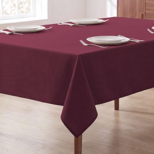 H.VERSAILTEX 60 x 120 Inch Linen Textured Tablecloth, Christmas Red – Premium 260gsm Polyester, Waterproof & Wrinkle-Resistant