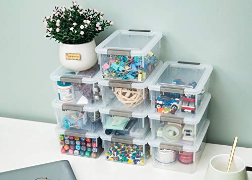 Citylife 10Packs 1.3Qt Small Storage Bins with Lids,Stackable Clear