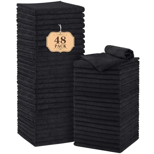 Orighty 48-Pack Salon Microfiber Towels 16x29 Inches Black for Hair & Spa Use