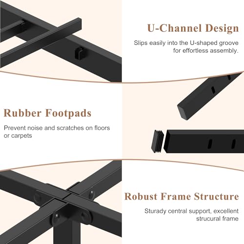 HOBINCHE Queen Bed Frame 10 Inch Platform No Box Spring Needed, Heavy Duty Steel Support