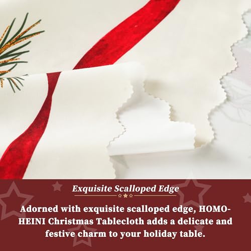 HOMOHEINI Christmas Tablecloth 60x84 White Rectangle with Trees & Snowman, Washable Polyester