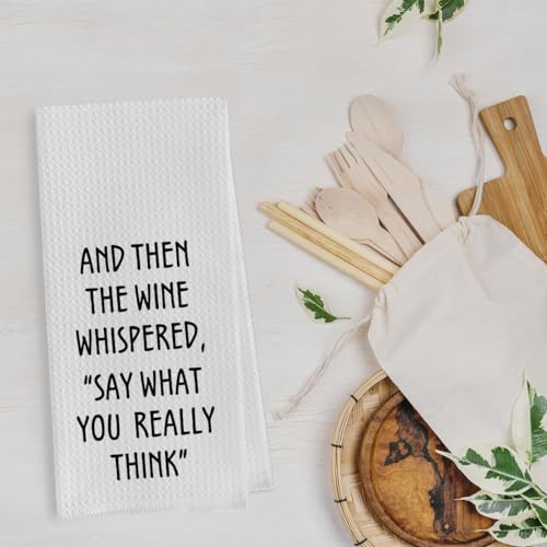 White Wine Lovers Dish Towel - Funny Kitchen Gift, 16x24 Waffle Weave Microfiber