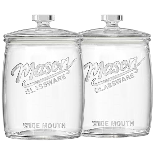 1 Gallon Glass Cookie Jar Set - Airtight Seal & Wide Mouth, 2 Pack