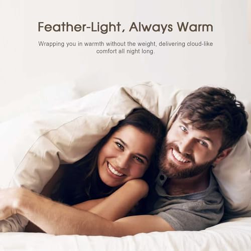 King Size Feather Down Duvet Insert - 100% Organic Cotton Cover, White Variation
