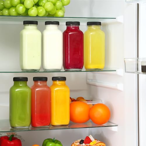 CUCUMI 24pcs 16oz Glass Juice Bottles with Lids, Stickers, & Accessories