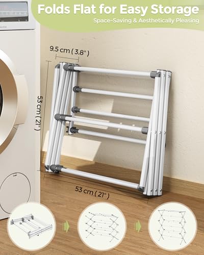 Foldable 3-Tier Clothes Drying Rack - White, Expandable Laundry Organizer