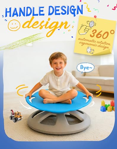 Blue Spinning Chair for Autistic Kids - Sensory Toy with Handle
