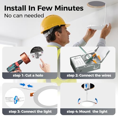 CHARKEE 12 Pack 6-Inch 5CCT LED Recessed Ceiling Lights - Easy Install, Dimmable, Low Profile