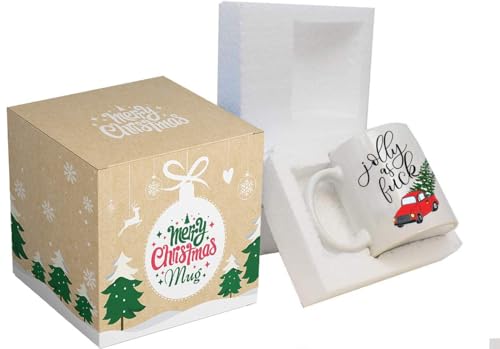 Jolly 15 oz Christmas Coffee Mug in Decorative Gift Box - Blue Ribbon