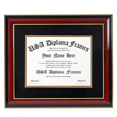 8.5x11 Diploma Frame with Mat - Solid Wood Certificate Holder for University & College Degrees