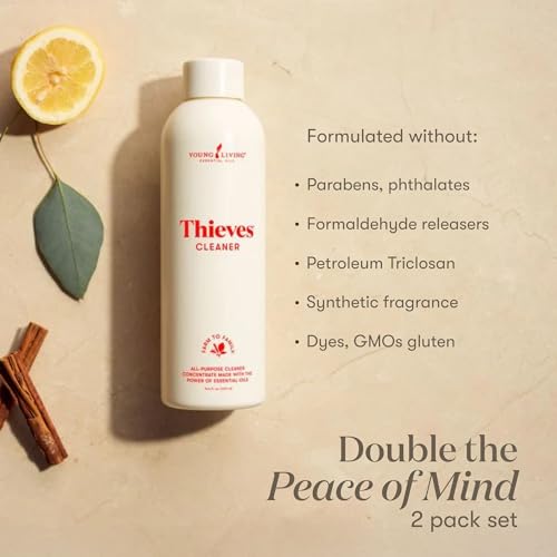 Young Living Thieves Household Cleaner Pack of 2 - Natural Plant-Based, Eco-Friendly, Spicy Aroma, 14.4 fl oz