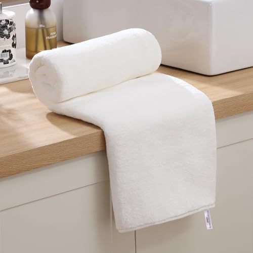 JOYMOOP Microfiber Bath Towels 4 Pack - Extra Large 30x60 Inches, Mixed Color (White, Grey, Green, Blush)