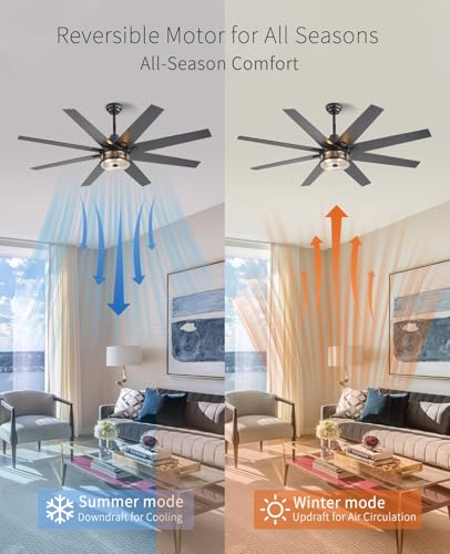 65-Inch Farmhouse Ceiling Fan with Lights and Remote Control