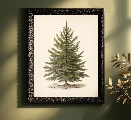 Jeecalart Vintage Christmas Tree Wall Art 8x10 Unframed Rustic Pine Print 10" x 8"