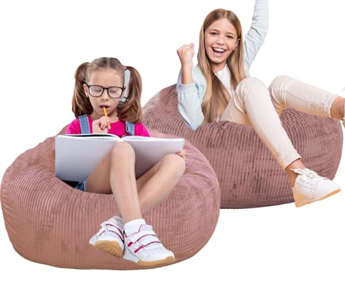 Kisoy Dusty Pink Faux Rabbit Fur Bean Bag Chair - 2.5ft Kids & Teen Fluffy Sofa