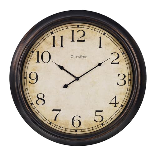 Crosstime 24 Inch Wall Clock Battery Operated Silent Round Vintage