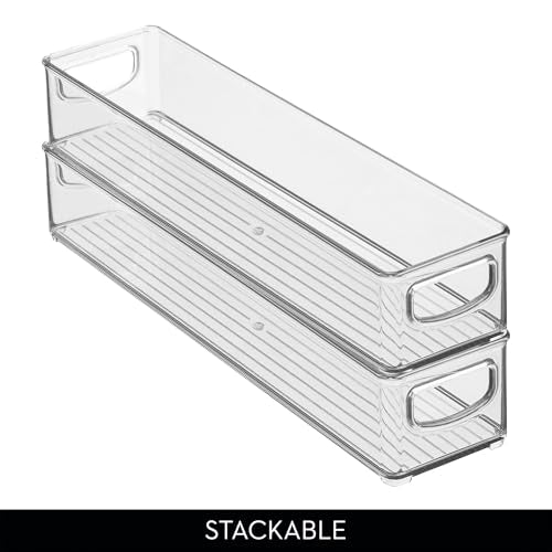 iDesign 4-Pack Slim Clear Plastic Storage Bins - Extra Long Narrow Organizer
