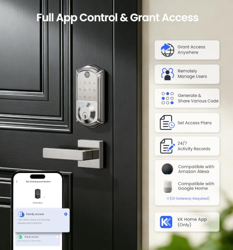 Fingerprint Smart Door Lock with App Control Satin Nickel - Veise VE017