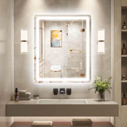 30x36 Inch LED Bathroom Mirror with Anti-Fog, Dimmable Wall Mount Vanity Light
