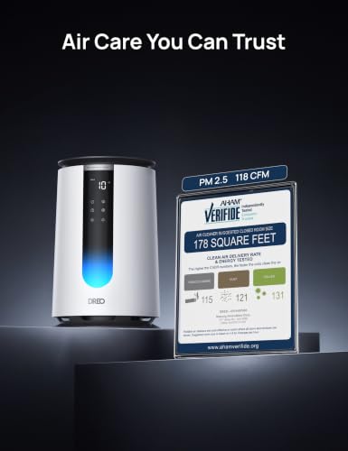 DREO White HEPA Air Purifier for Home & Bedroom - Auto & Turbo Modes