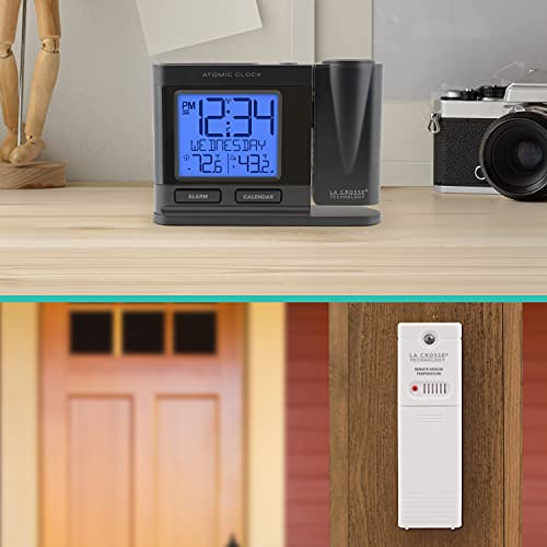 La Crosse Technology Atomic Projection Alarm Clock with Temperature - Black
