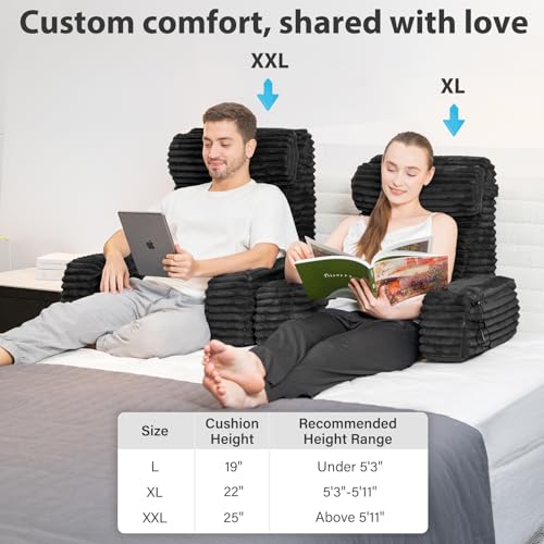 ENITYA 22" XL Back Pillow for Bed Sitting Up with Armrests & Big