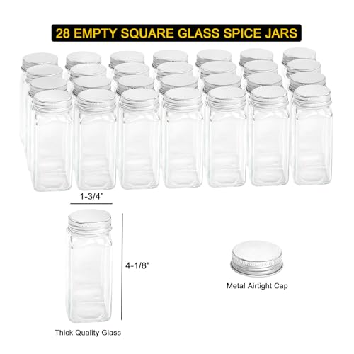 13.4W × 9H Black Spice Rack Organizer with 21 Jars & Labels, Wall Mountable