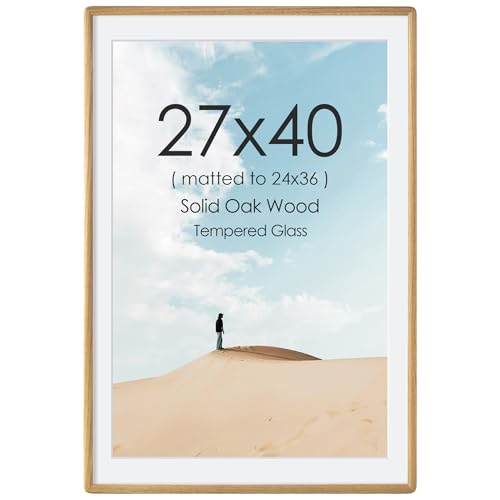 27x40 Poster Frame for Wall,Natural Solid Oak Wood Picture Frame,27 x