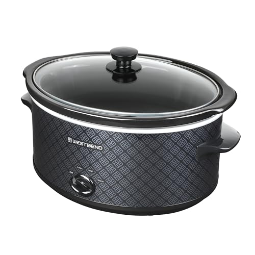 West Bend 6-Quart Slow Cooker with Ceramic Crock, Glass Lid & Keep Warm - Black