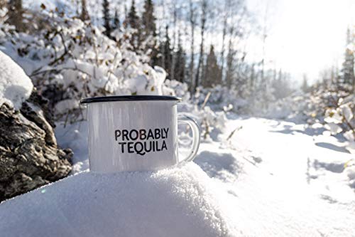 Probably Tequila Enamel Coffee Mug — 16oz, Double-Sided Gift for Tequila Lovers