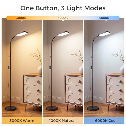 Coucrek LED Floor Lamp - Adjustable Reading Light for Living Room - Black