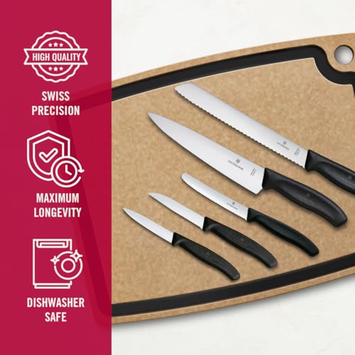 Victorinox Swiss Classic Kitchen Set 5-Piece Black Utility & Bread Knives
