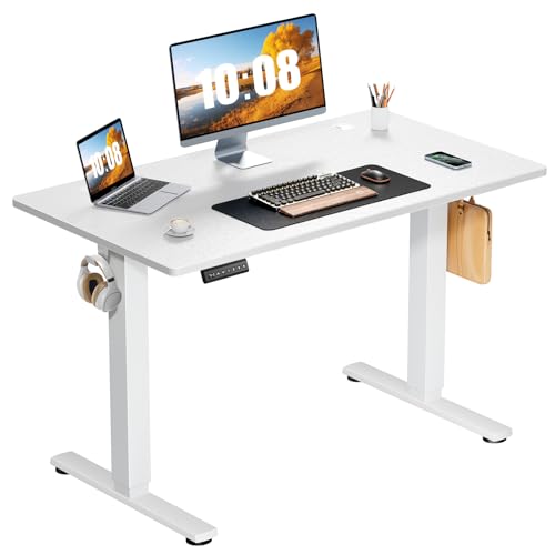 Sweetcrispy White 40x24 Inch Electric Standing Desk with Memory Presets