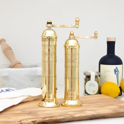 Greek Pepper Mill 9-Inch Brass - European Handcrafted Refillable Spice Grinder Variation of Brass / 9-Inch Pepper