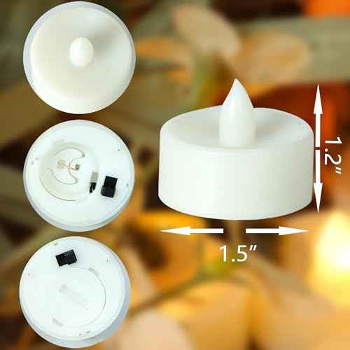 CANDLE CHOICE Battery Operated Flameless Tea Lights Realistic Flickering Electric LED Tealight Candles Set Wedding Party Halloween Christmas Decorations Table Centerpieces Batteries Included 12 Pack