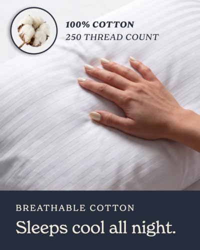 King Size Cotton Pillow Protectors Set of 4 - White, Micro-Zipper, Breathable