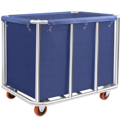 420L Heavy Duty Laundry Cart with Removable Water-Resistant Blue Liner and 440lbs Capacity
