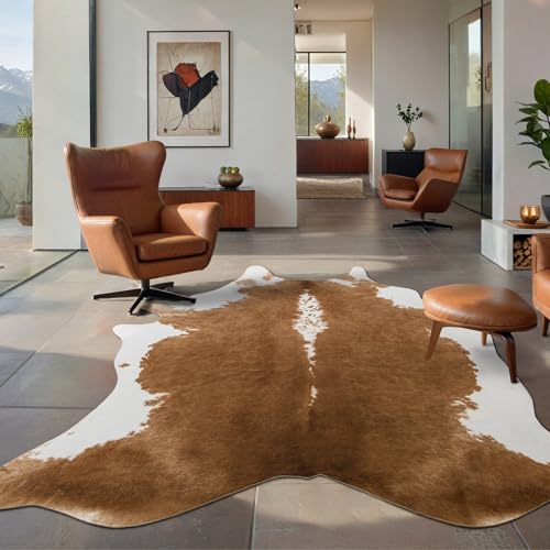 BENRON Faux Cowhide Rug, Cow Print Rug for Living Room Bedroom